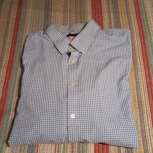 Van Heusen Men's Blue and White Plaid Dress Shirt
